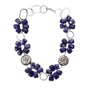 Deb Guyot Signed Amethyst Necklace Sterling Silver